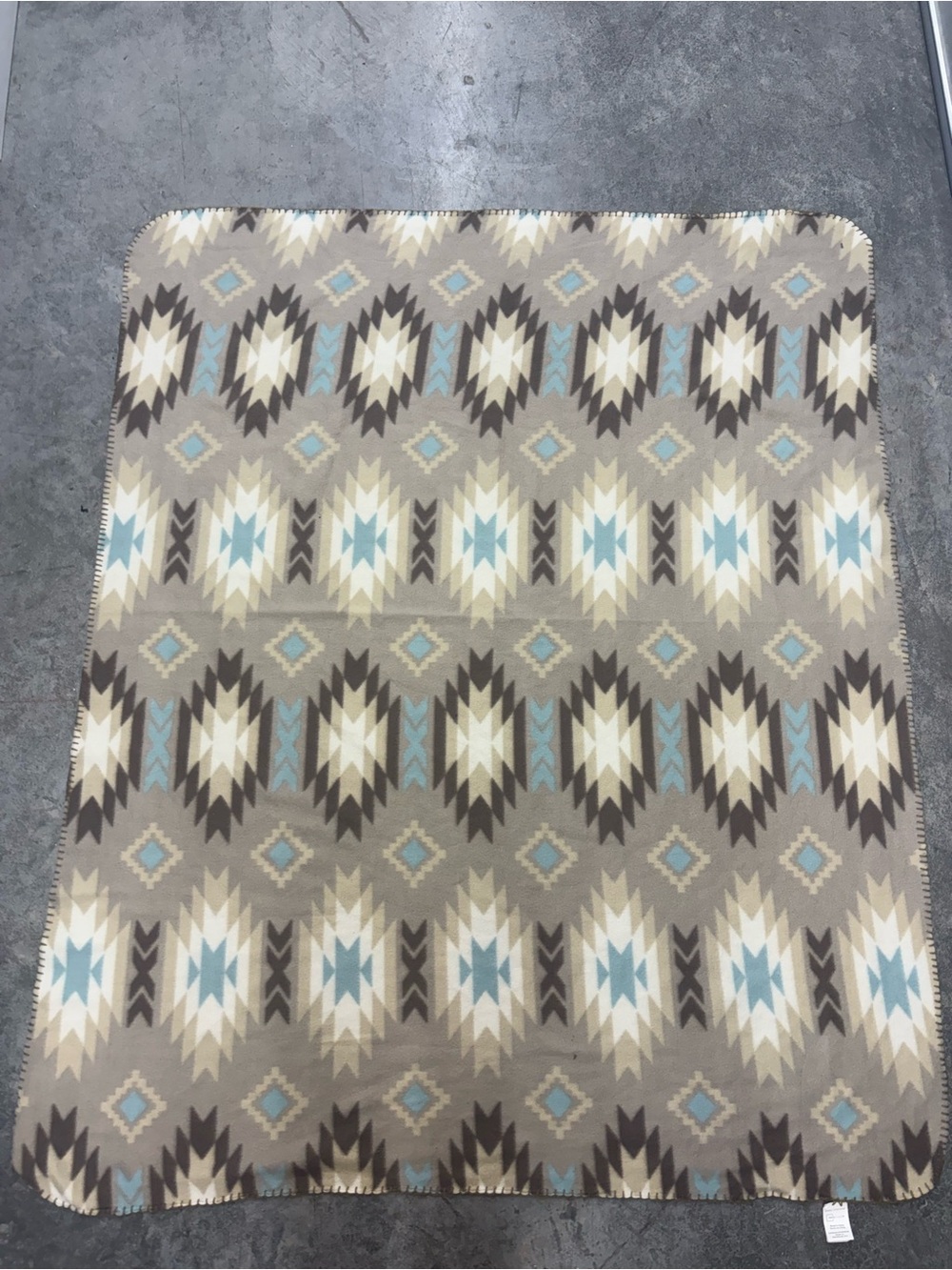 Geometric Southwestern Gray Beige Blue White Black Rectangular Throw 50x60